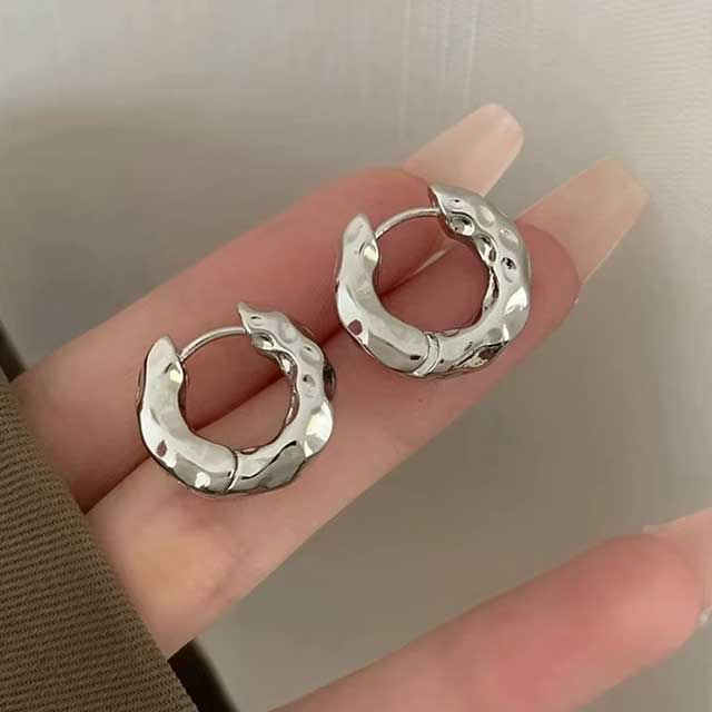 2Pcs Stainless Steel Hoop Earrings for Women – Smooth Metal Luxury Jewelry | Elegant Daily Wear for Girls