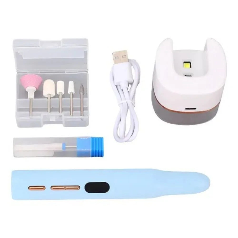Rechargeable Electric Nail Drill Kit with 5 Drill Bits – Portable Cordless Nail File Machine for Manicure & Pedicure