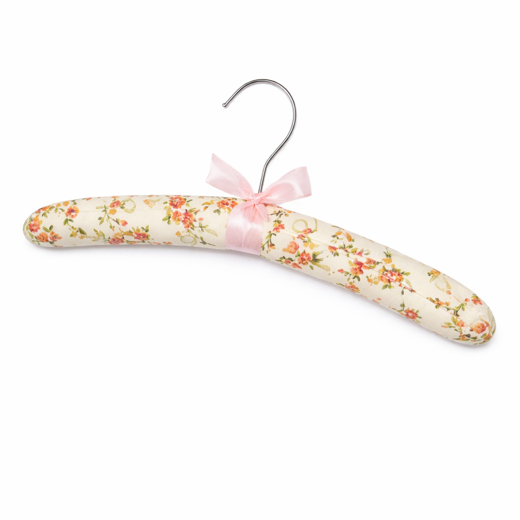Padded Floral Clothes Hanger – Soft Fabric Non-Slip Hanger for Delicate Clothes, Dresses & Shirts