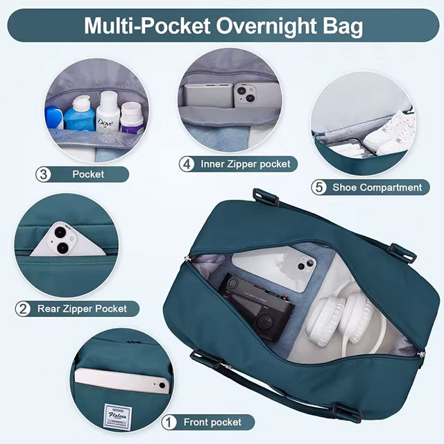 2pc Foldable Travel Duffel Bag Set – Carry-On Weekender Tote with Cosmetic Bag, Lightweight Gym & Yoga Bag for Women & Men