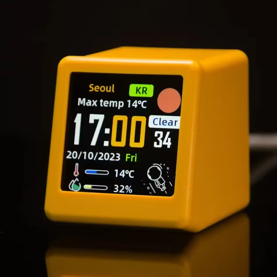 Petite station météo WiFi intelligente et portable – Affichage de la température, de l'humidité, de l'heure et réveil | Décoration de bureau