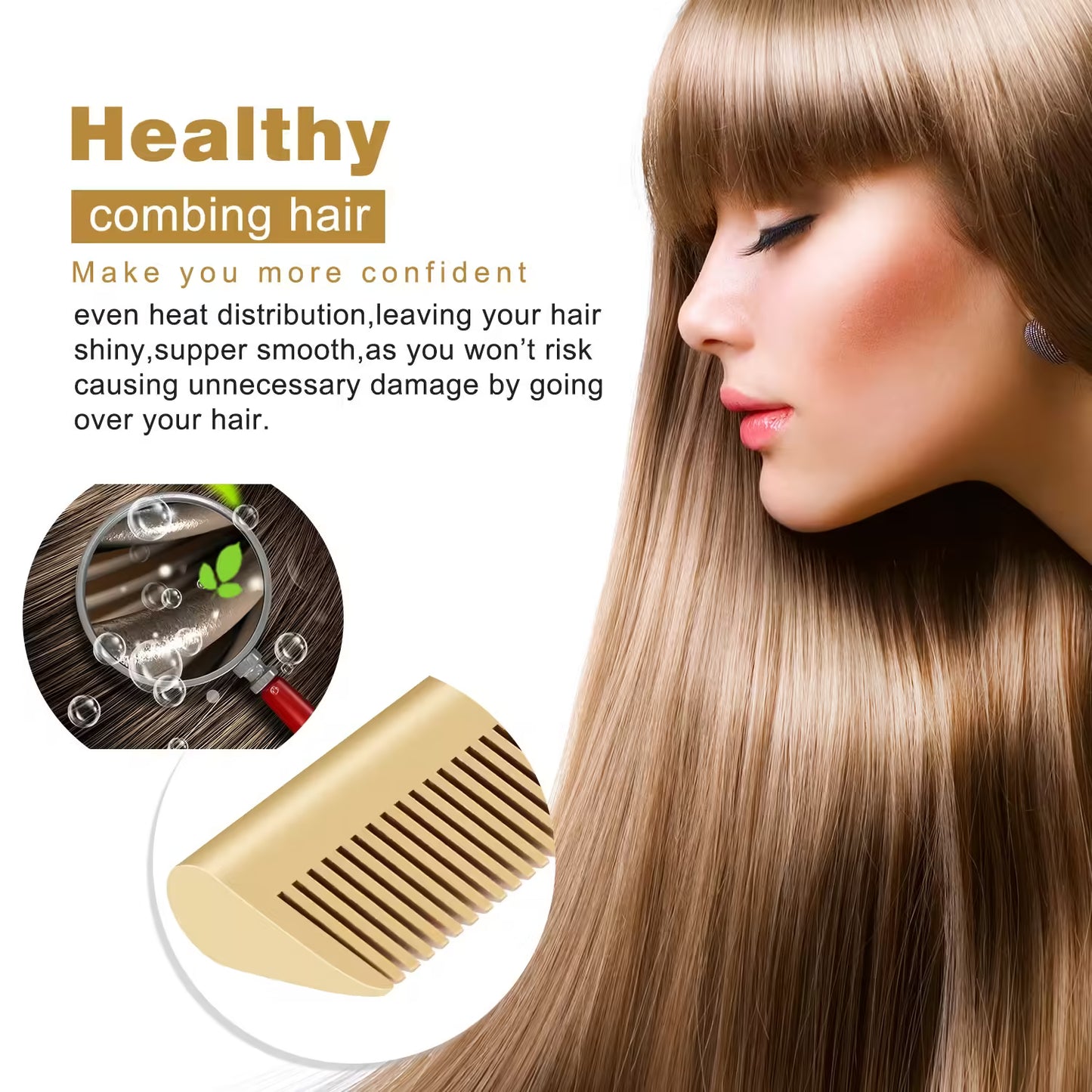 2 in 1 Electric Hot Comb Hair Straightener Curler - Wet Dry Hair Iron for Styling - Straightening Brush Hair Styling Tool