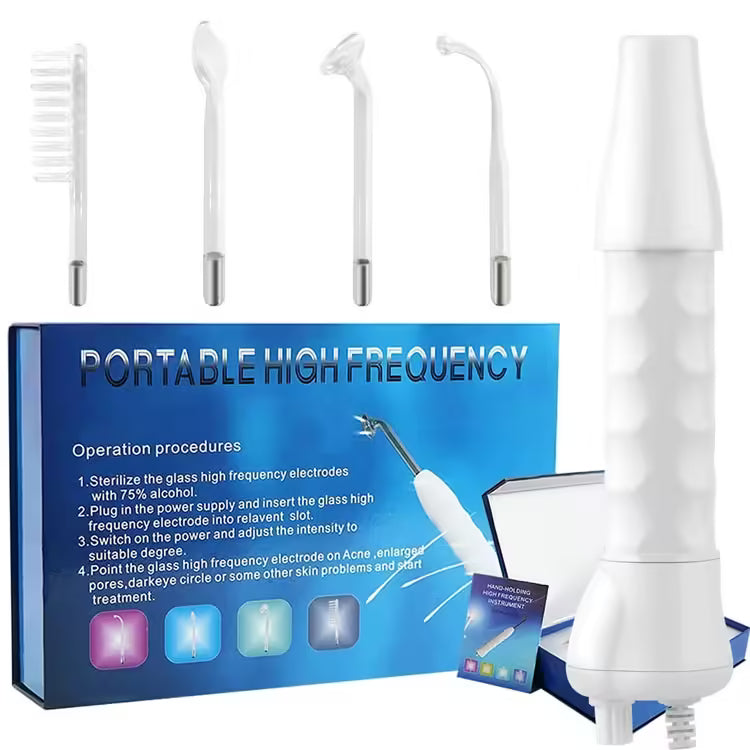 Portable Handheld High Frequency Skin Therapy Wand Machine - Acne Treatment, Skin Rejuvenation, Wrinkle Reduction Tool