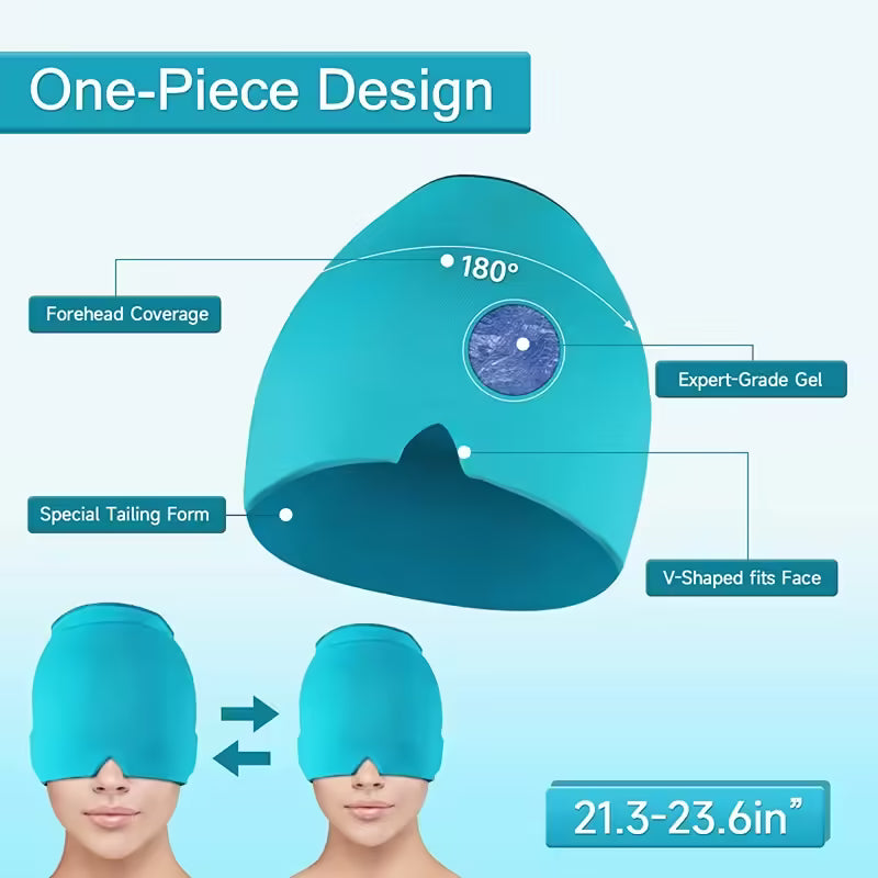 Comforting Gel Ice Headache Relief Hat: Cold Therapy Cap for Migraine, Sinus, and Stress - Form-Fitting Ice Pack Mask