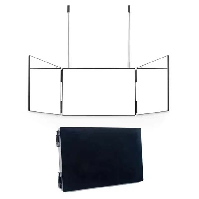 360° Trifold Self Haircut Mirror with LED Lights – Rechargeable & Height Adjustable for DIY Hair Cutting