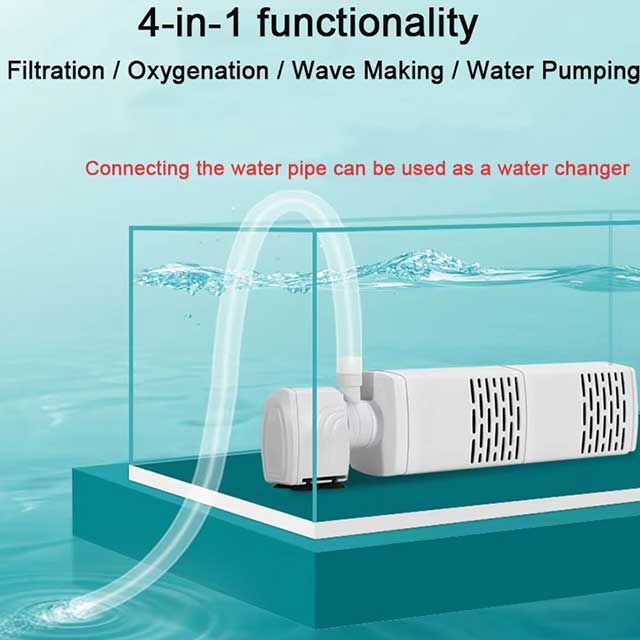 3-in-1 Submersible Aquarium Filter Pump – Silent 220V Fish Tank Aerator, Water Changer & Wave Maker