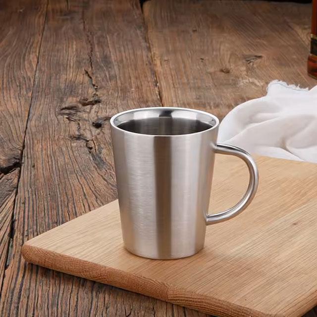 300ml 304 Stainless Steel Double-Layer Mug – Heat-Insulated Coffee, Water & Beer Cup