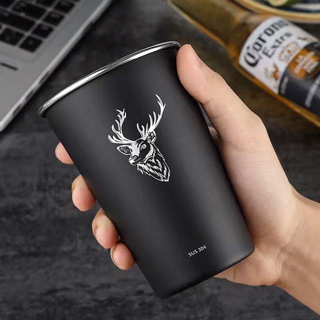 304 Stainless Steel Beer Mug – Single Layer Cold Drink & Coffee Cup – Portable & Durable for Home, Bar, Restaurant & Party Use