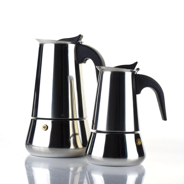 304 Stainless Steel Moka Pot – Classic Stovetop Espresso Coffee Maker for Rich & Authentic Brew, Durable & Rust-Resistant Design
