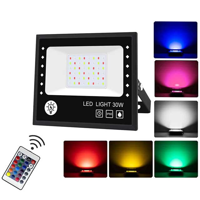 30W/60W RGB LED Flood Light – Bluetooth Smart Control, Color Changing Spotlight with APP, IP66 Waterproof Outdoor Lighting for Home, Garden, Halloween & Christmas Decorations