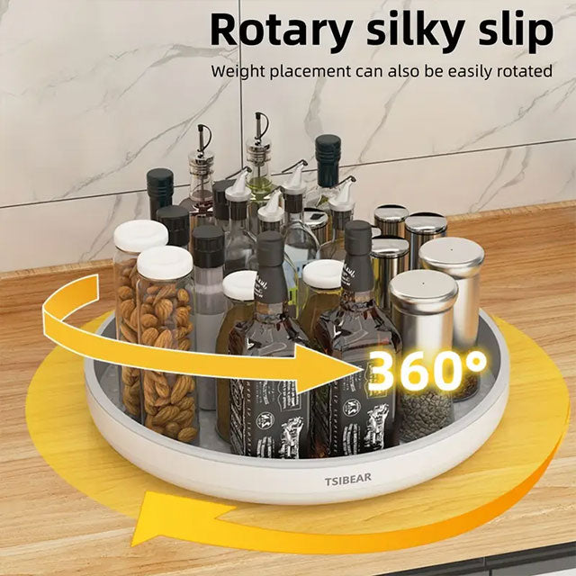 360° Rotating Kitchen Turntable – Multifunctional Countertop Spice Rack for Soy Sauce, Vinegar & Seasoning Bottle Storage