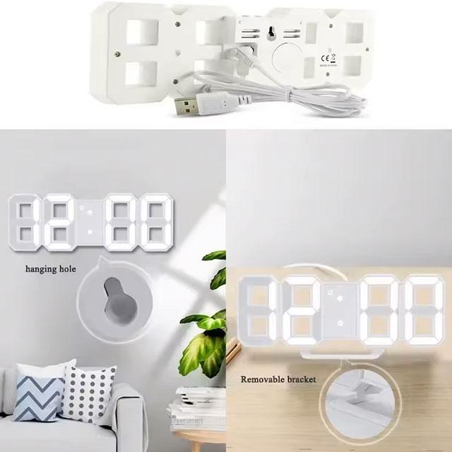 3D LED Digital Alarm Clock – Modern Wall Clock with Time, Date & Temperature Display for Home, Kitchen & Office Decor