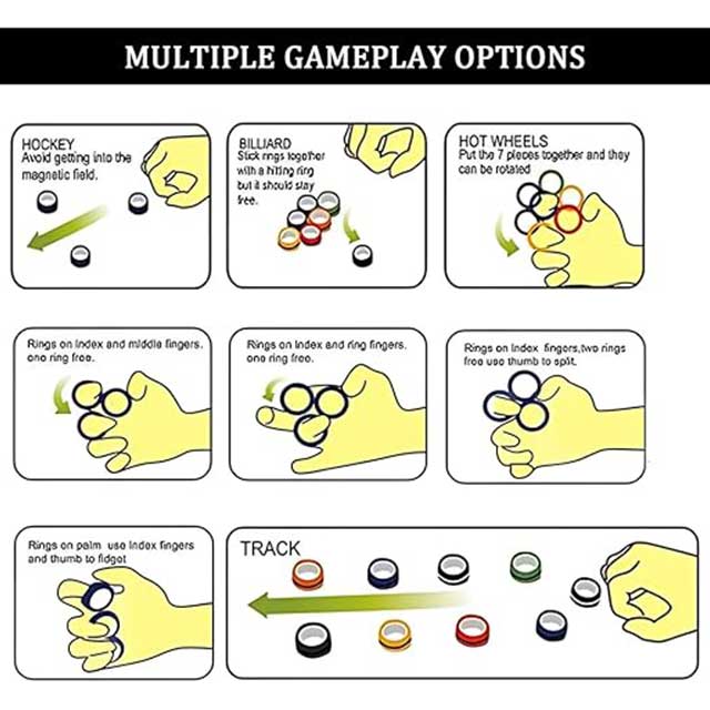 3PCS Magnetic Fidget Rings – Stress & Anxiety Relief Toys for Adults | Spinning Magnet Rings for Focus, Therapy & Relaxation