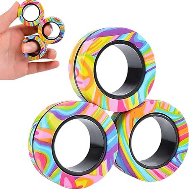 3PCS Magnetic Fidget Rings – Stress & Anxiety Relief Toys for Adults | Spinning Magnet Rings for Focus, Therapy & Relaxation