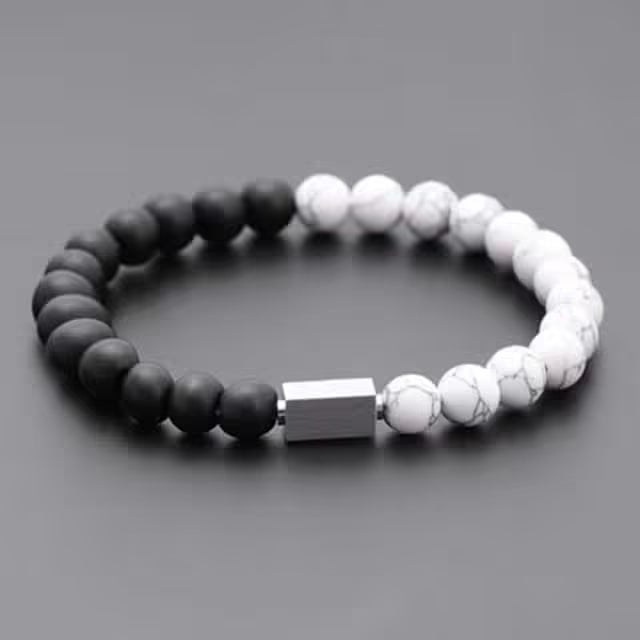 سوار من خرز الحجر الطبيعي المستطيل ثلاثي الأبعاد للجنسين (EGBT035)