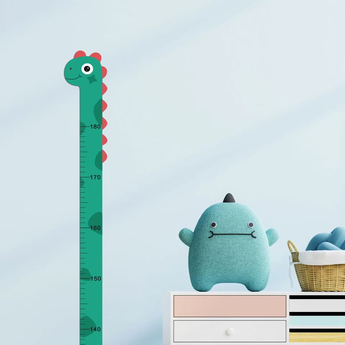 Sticker mural toise animaux de dessin animé - Papier peint toise de 170 cm pour chambre d'enfant - Décoration murale ludique pour la croissance des enfants