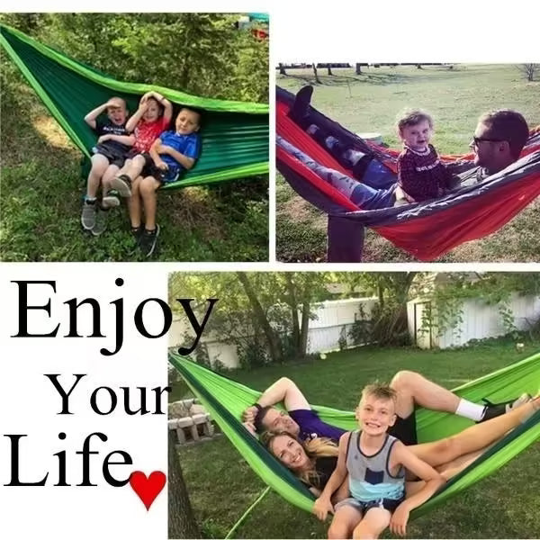 Adventure-Ready Portable Camping Hammock - High Strength Parachute Fabric, Nylon Color Matching, Single Person Hanging Bed