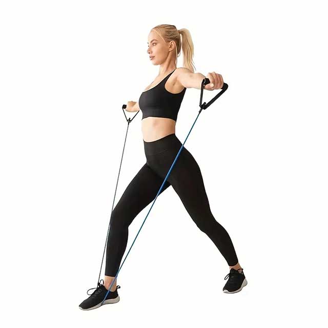 4-Level Resistance Band with Handles – Adjustable Fitness Band for Home Workouts, Strength Training, Yoga & Pilates
