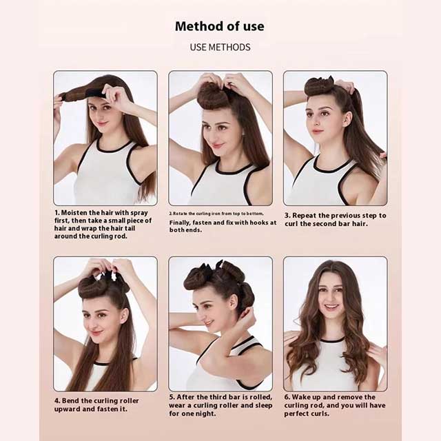 4-Piece Heatless Curling Iron Set – No-Heat Hair Curling Rods for Soft, Effortless Waves | Comfortable Overnight Hair Styling Kit