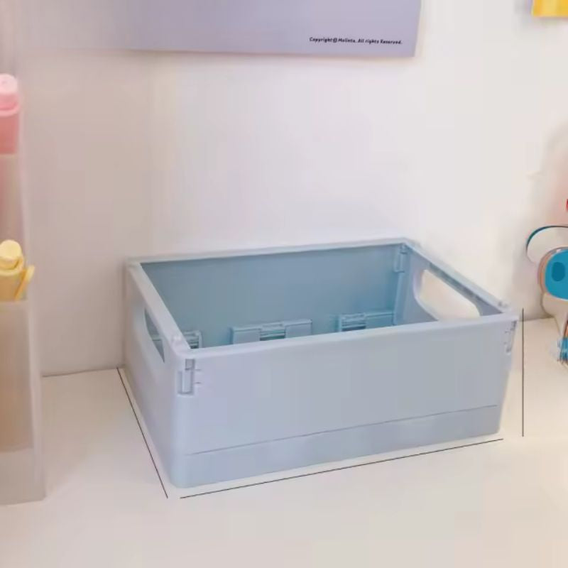 Stackable Folding Storage Bins with Lids – Collapsible Double-Door Cabinet Organizer with Wheels – Multi-Purpose Plastic Toy Box & Desktop Stationery Container for Home, Office, and Nursery