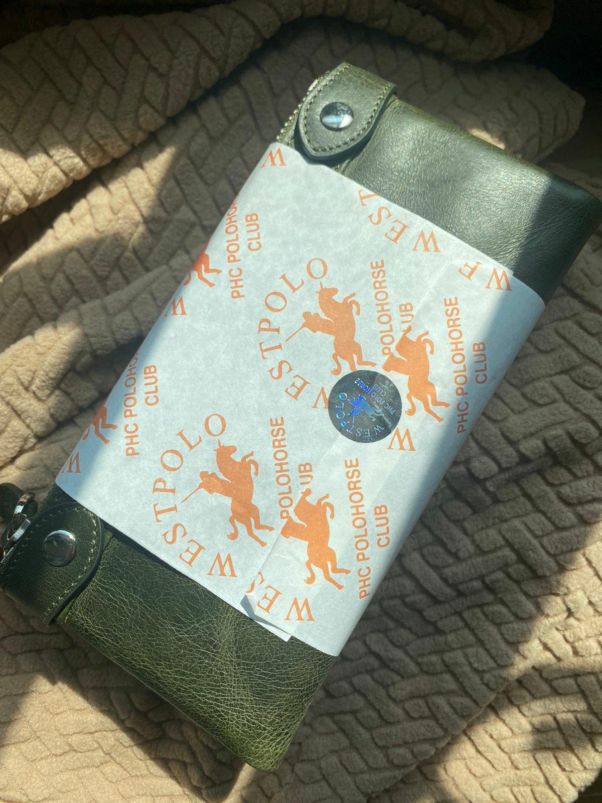 Portefeuille Westpolo Intense unisexe en cuir véritable grainé avec compartiment pour téléphone (417C)