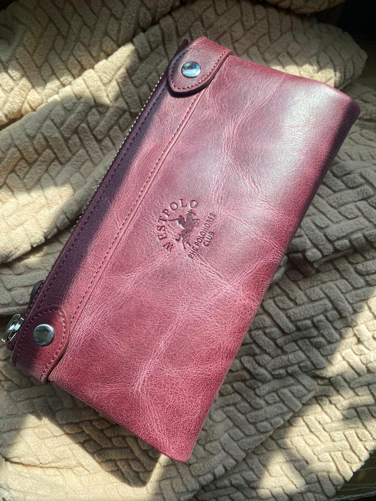 Portefeuille Westpolo Intense unisexe en cuir véritable grainé avec compartiment pour téléphone (417C)