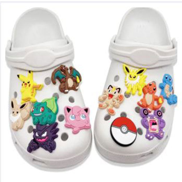 5/10Pcs Pokemon PVC Shoe Crocs Buckle Accessories – Pikachu DIY Cartoon Animal Shoe Decor & Croc Charms for Kids Party Gift