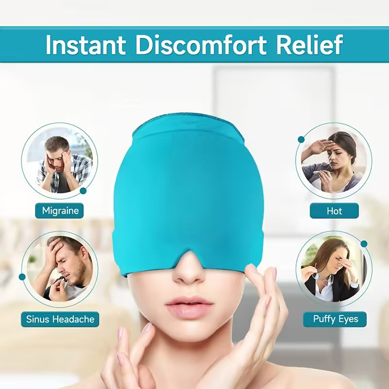 Comforting Gel Ice Headache Relief Hat: Cold Therapy Cap for Migraine, Sinus, and Stress - Form-Fitting Ice Pack Mask