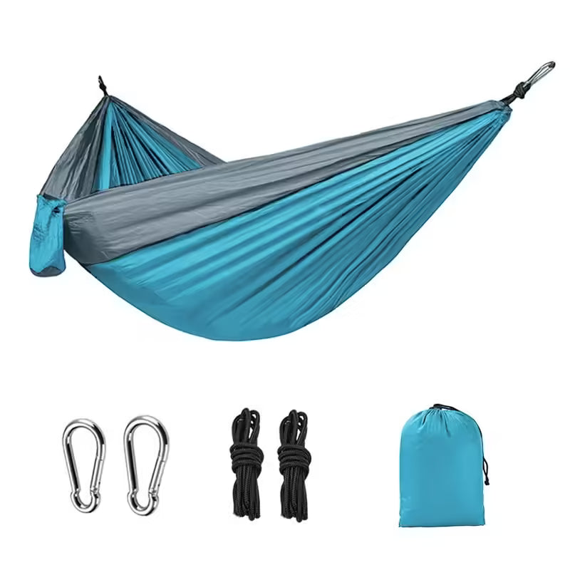 Adventure-Ready Portable Camping Hammock - High Strength Parachute Fabric, Nylon Color Matching, Single Person Hanging Bed
