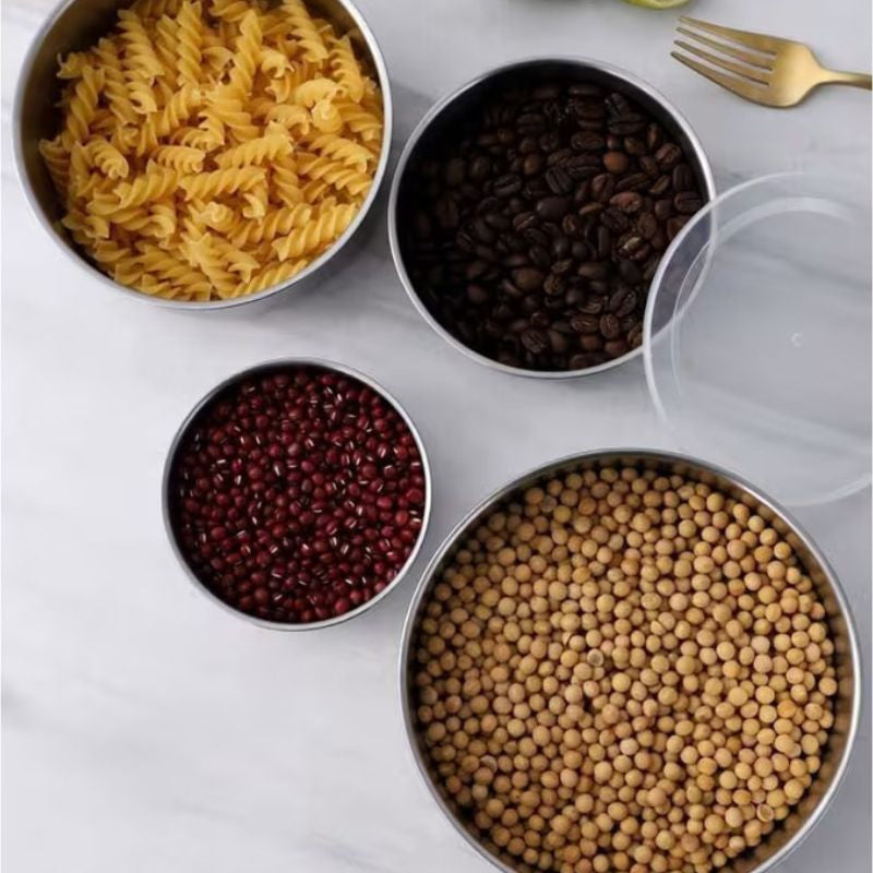 5-Piece Stainless Steel Food Storage Container Set with Airtight Lids – Multi-Size Nesting Mixing Bowls & Lunch Box Set – Stackable Meal Prep Crisper for Leftovers, Snacks, and Serving (10cm-18cm)