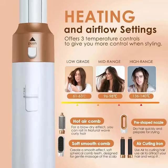 5-in-1 Hair Dryer & Styling Set - Professional Curling Iron, Straightener, and Hot Comb for Dyson Airwrap - Household Hair Tool