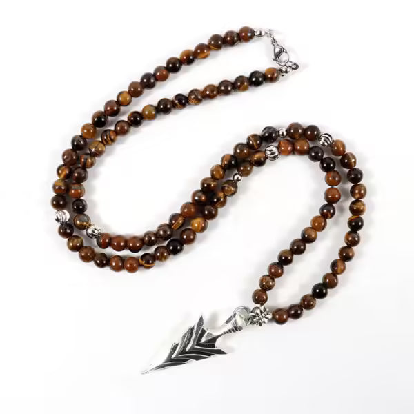 قلادة من خرز بني بخمسة أشكال (EGN142)