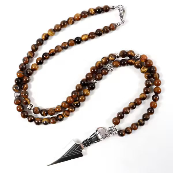 قلادة من خرز بني بخمسة أشكال (EGN142)