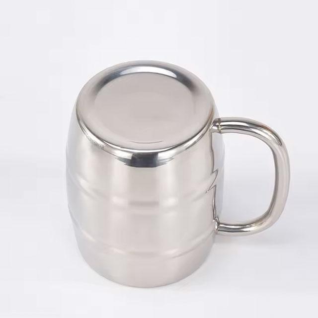 500ml Double-Wall Stainless Steel Beer Cup – Insulated Coffee & Water Mug with Handle – Portable for Outdoor & Camping