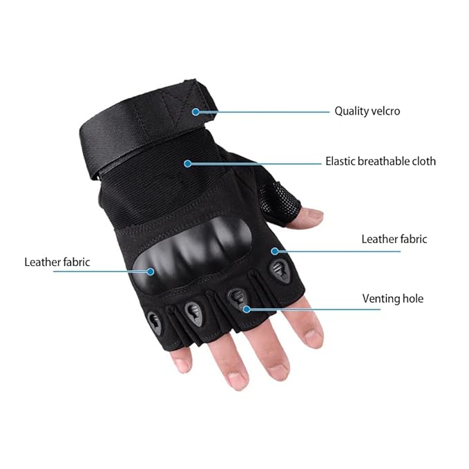 Tactical Half Finger Gloves – Fingerless Sports & Motorcycle Gloves for Cycling, Hiking, Gym & Outdoor Activities