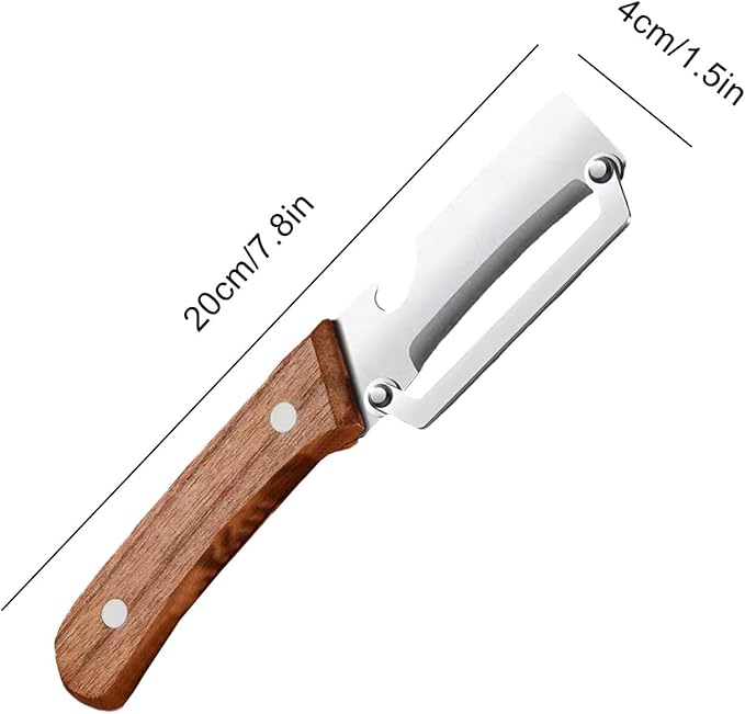 Premium Stainless Steel Fruit and Vegetable Peeler – Durable Wooden Handle Slicer for Kitchen Use