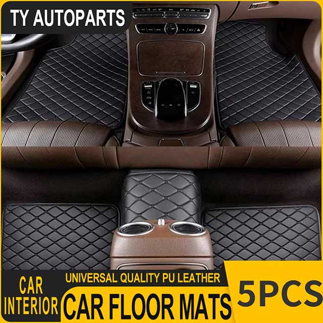 5PCS Universal Waterproof Leather Car Floor Mats – Auto Foot Pad Protector Set for Interior Carpet Protection & Accessories
