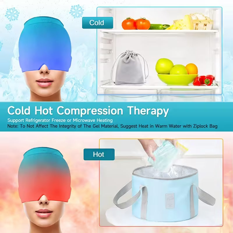 Comforting Gel Ice Headache Relief Hat: Cold Therapy Cap for Migraine, Sinus, and Stress - Form-Fitting Ice Pack Mask