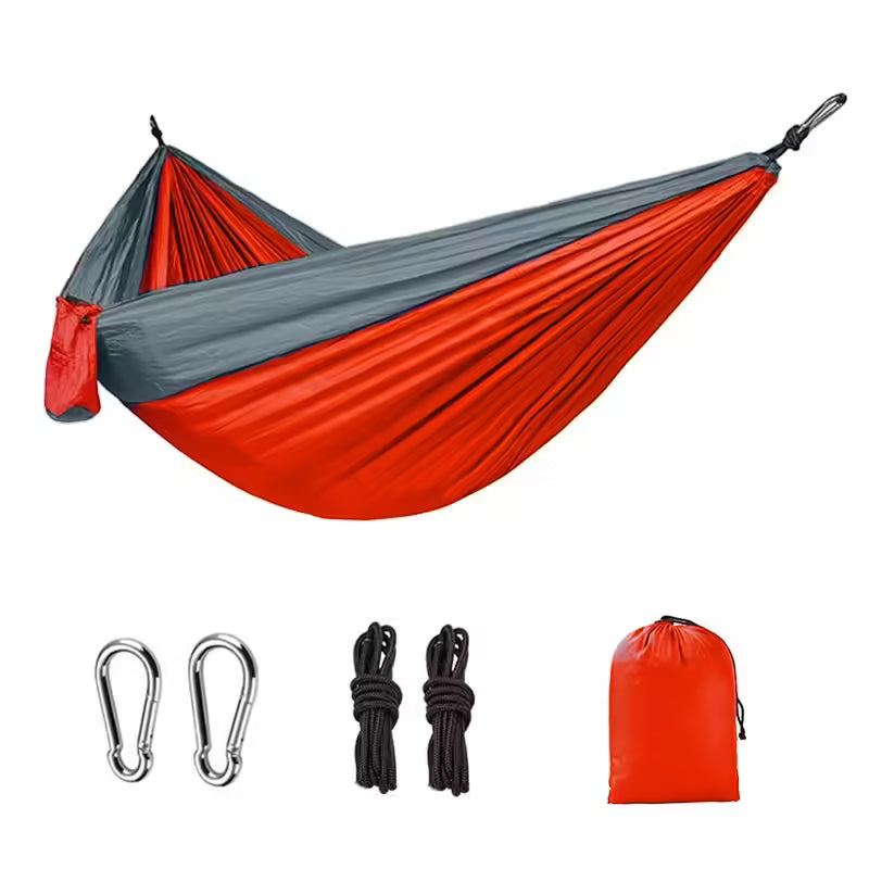 Adventure-Ready Portable Camping Hammock - High Strength Parachute Fabric, Nylon Color Matching, Single Person Hanging Bed