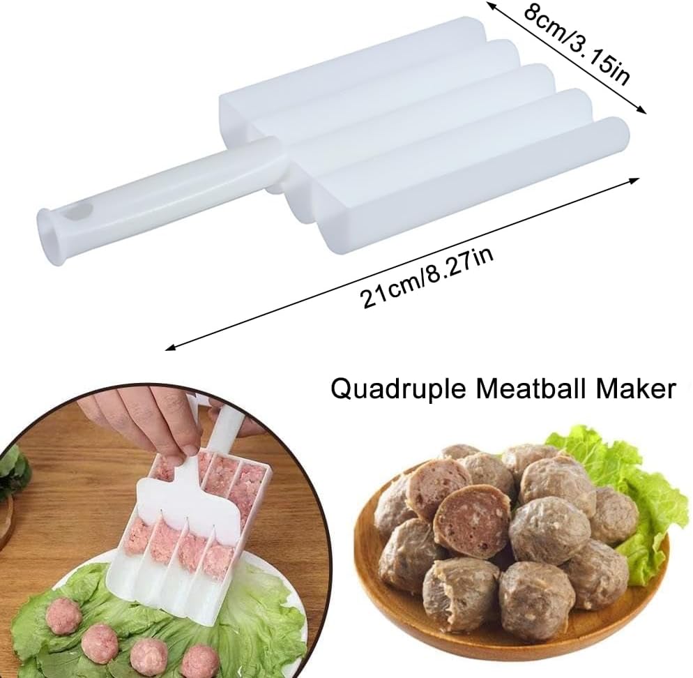 4-Slot Kitchen Rice Ball & Meatball Maker – Multifunctional Plastic Scoop & Filling Tool – DIY Food Mold for Quick Meal Prep