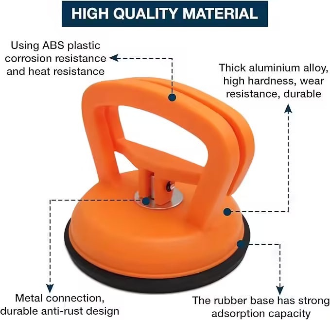 Heavy Duty Aluminum Glass Suction Cup Lifter Vacuum Plate Puller Handle for Glass & Tile Lifting