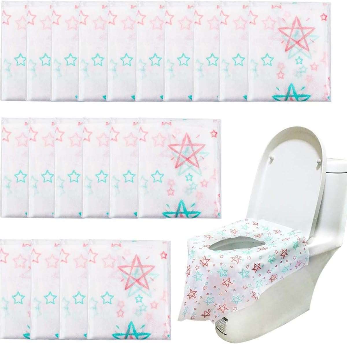 20-Pack Extra Large Disposable Toilet Seat Covers – Individually Wrapped Portable Travel Mats – Waterproof Full-Coverage Potty Liners for Adults and Toddlers