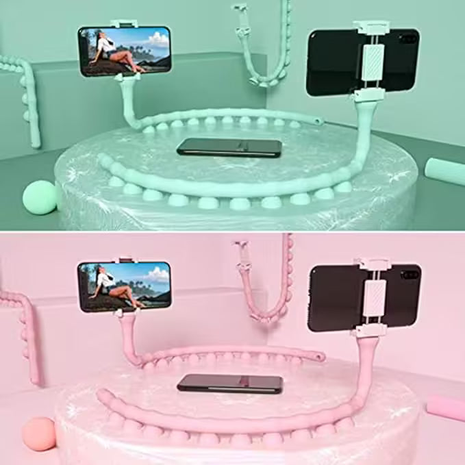 Omio Cartoon Cute Worm Lazy Cell Phone Holder Stand - 360° Rotating, Bendable & Flexible Suction Cup Mount Clamp, Creative Lazy Bracket for iPhone 12/11/XS Max/XR/X/8 & More