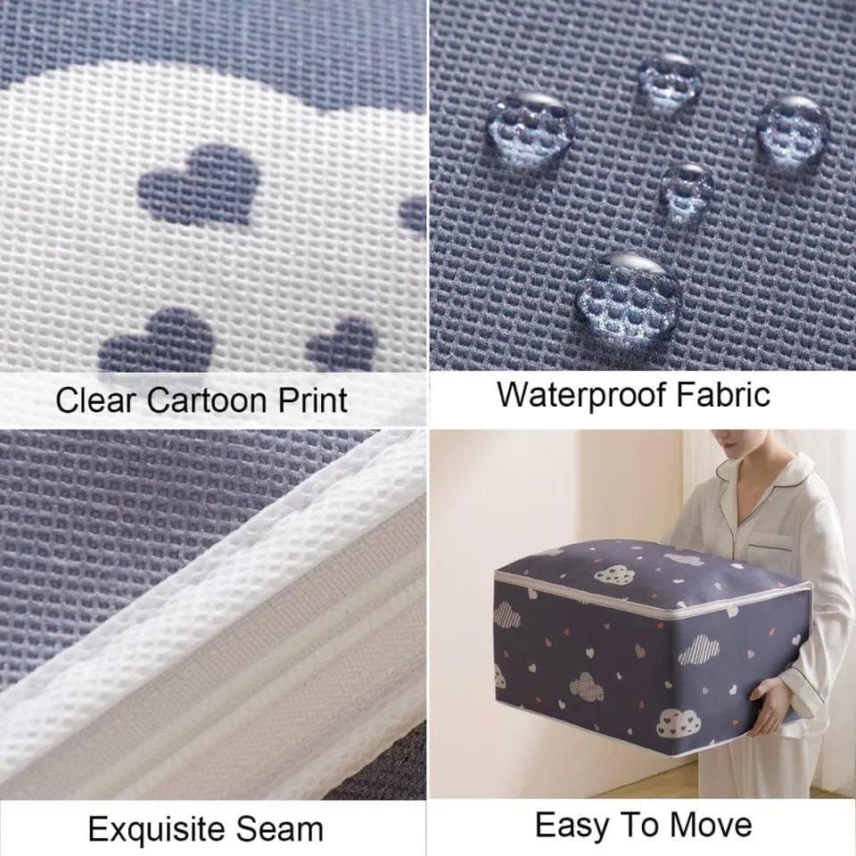 Large Capacity Foldable Clothes Storage Bag – Heavy-Duty Quilt & Bedding Organizer with Reinforced Handles – Sturdy Dual-Zipper Storage Bin for Blankets and Comforters – Available in Medium & Large Sizes