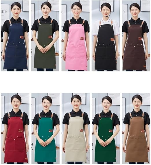 Premium Canvas Work Apron – Custom Professional Apron for Coffee Shops, Florists, and Bakeries – Durable Catering & Retail Uniform