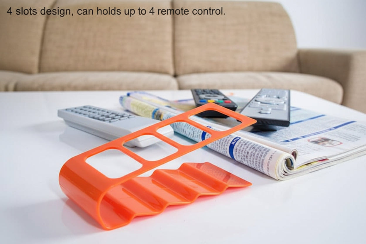 Remote Control Organizer Stand – Desktop Storage Holder with 4 Compartments for TV, DVD & Media Controllers