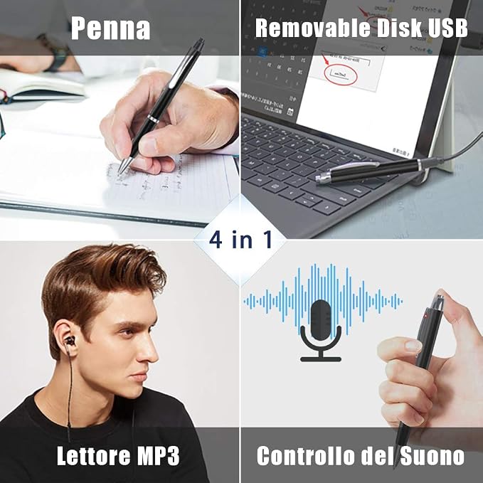 16GB Voice Recorder Pen – Voice Activated Digital Audio Recorder with USB & MP3 Playback for Meetings, Lectures, Interviews & Conferences
