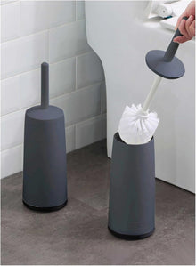 Long-Handle Plastic Toilet Brush with Standing Base – Ergonomic WC Scrubber – Durable No-Slip Bathroom Cleaning Set with Ventilated Holder