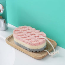 Éponge de bain et fleur de douche – Éponge corporelle à forte absorption d'eau – Maille de douche à séchage rapide pour un nettoyage en profondeur pour hommes et femmes (vert/rose/gris)
