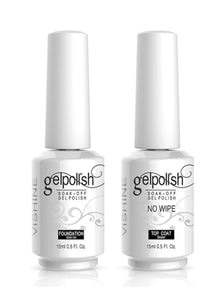Vishine Gel Nail Base Coat & No Wipe Top Coat Set 2-Pack – 15ml UV/LED Soak-Off Gel Polish